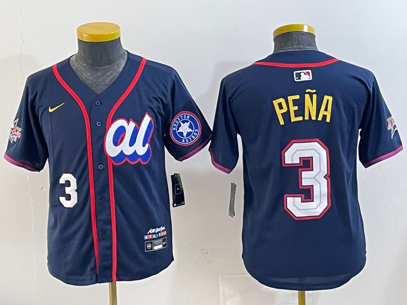 Youth 2025 Houston Astros #3 Pena Drak Blue All star Nike MLB Jersey style 016->milwaukee brewers->MLB Jersey